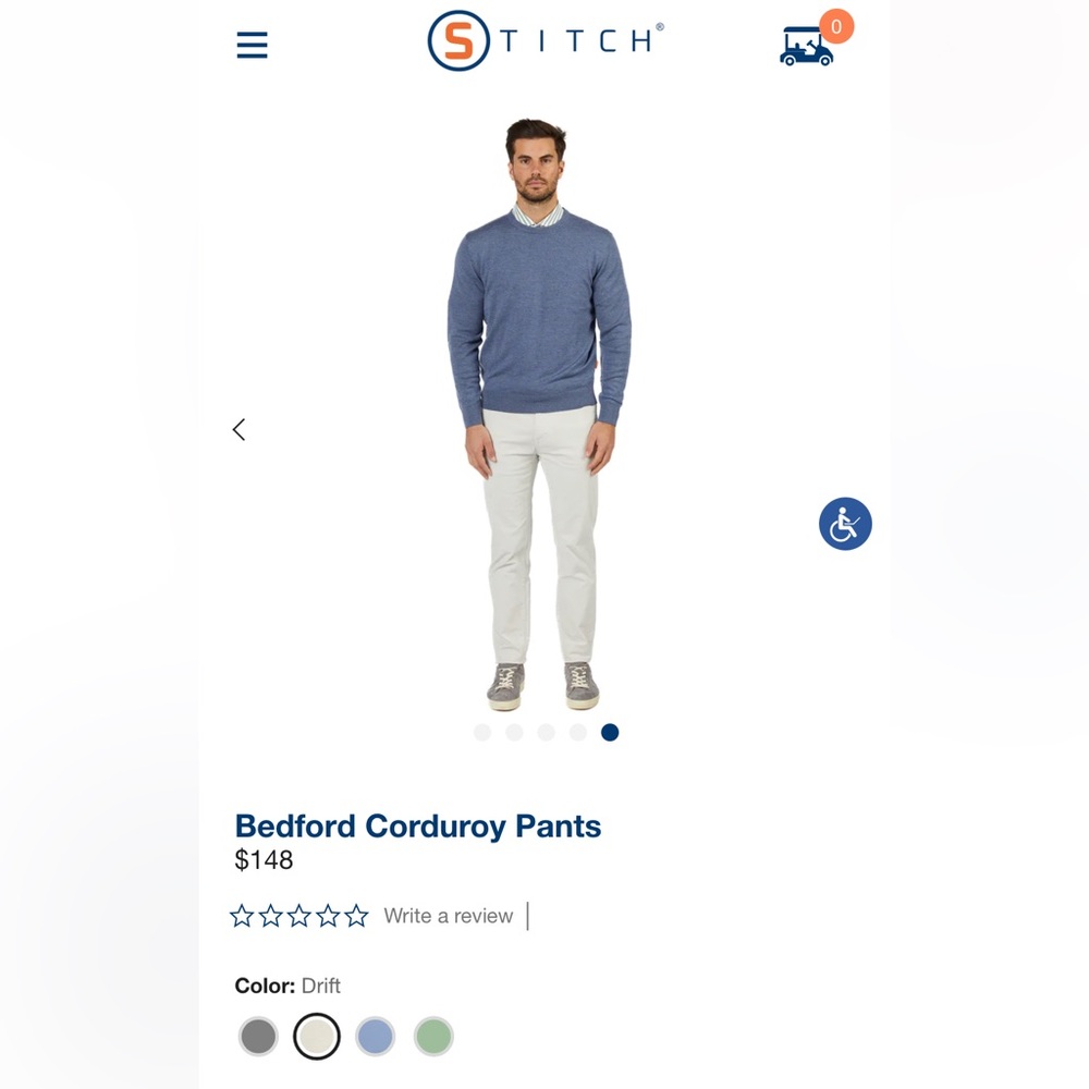 NWT Men’s Stitch Golf Bedford Corduroys in Drift 38x32. Current Retail $148.